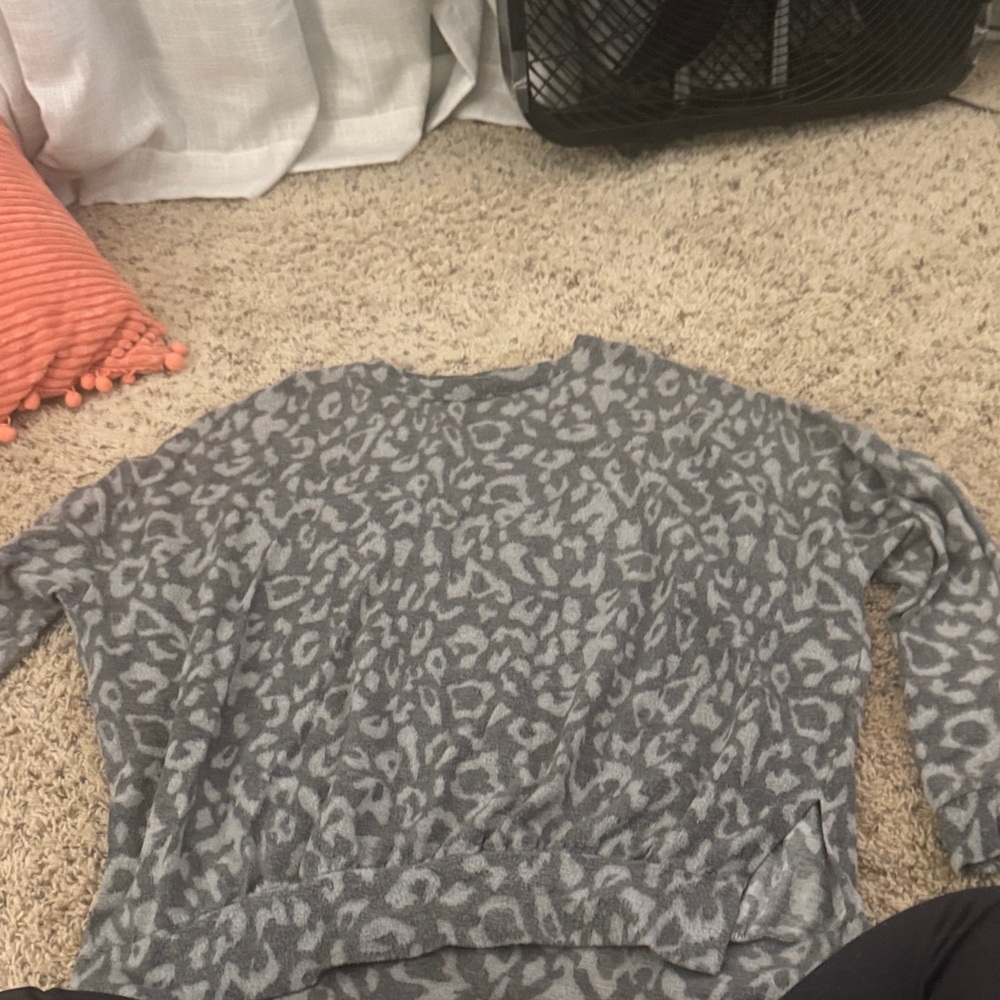 Gray Leopard Print Women's Sweater